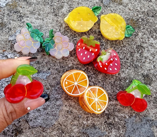 Set of 2 Small Fruits Hair Clips/Claws Fruits Plastic/Girls or Women/Her gift Summer/Minimalist Acetate/Tortoise Barrette/Acrylic Hairpin